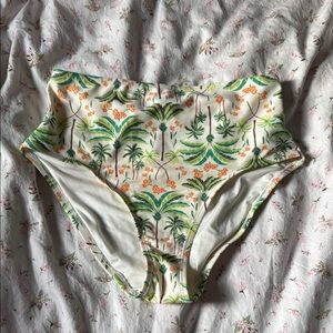 Tropical Print High-Waisted Bikini Bottoms